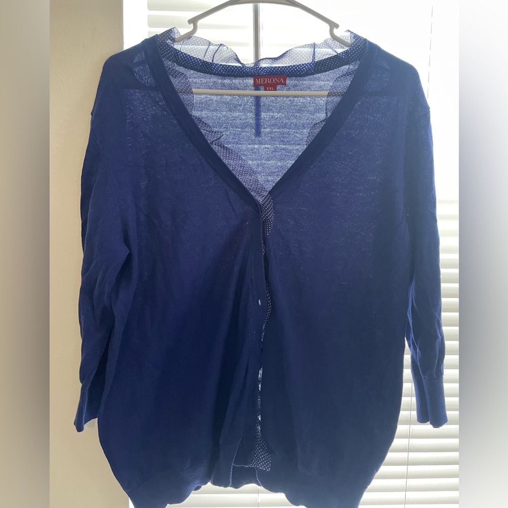 Merona blue cardigan with polka dots size xxl